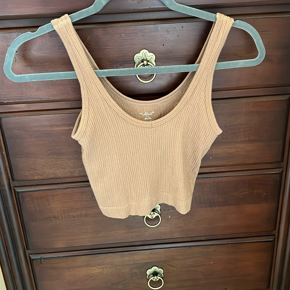 Out From Under for Urban Outfitters Tan Rib Knit Crop Tank Top Medium